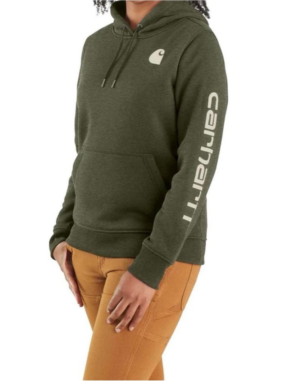 Carhartt Women's Olive Green Logo Pullover Hoodie